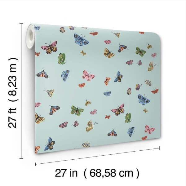 Butterfly House Light Blue Wallpaper