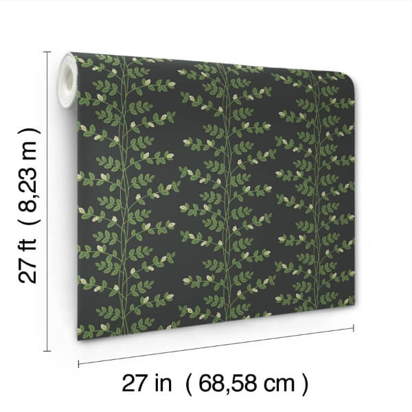 Climbing Vine Black Wallpaper