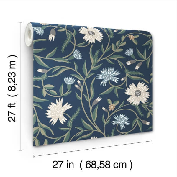 Aster Navy Wallpaper