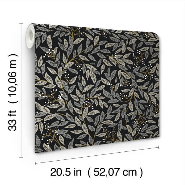 Willowberry Black Wallpaper