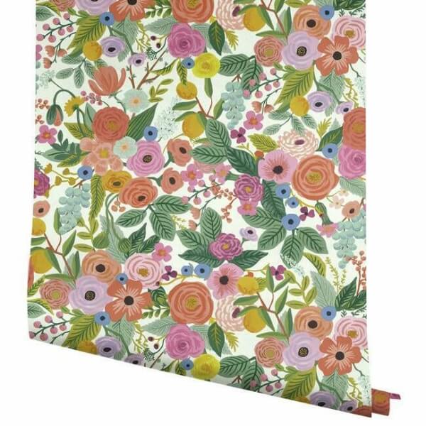 Garden Party Coral & Orange Wallpaper