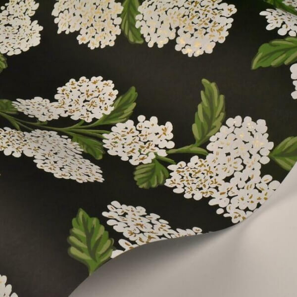 Hydrangea Black & White Wallpaper