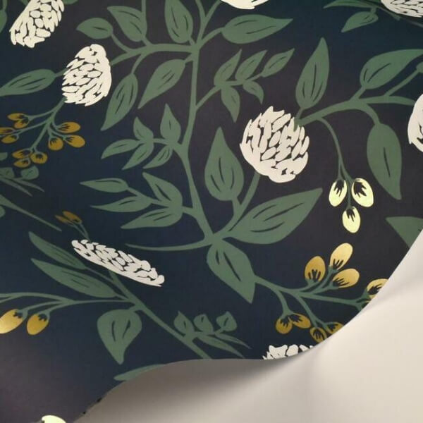 Peonies Navy Wallpaper