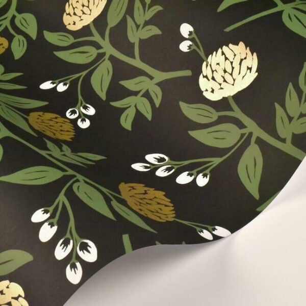 Peonies Black & Gold Wallpaper