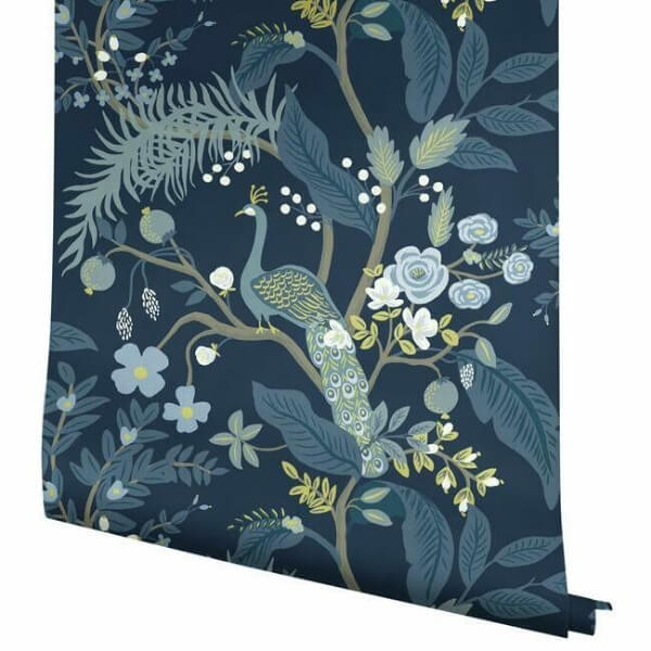 Peacock Navy Wallpaper