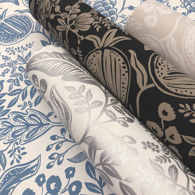 White/Blue Pomegranate Wallpaper