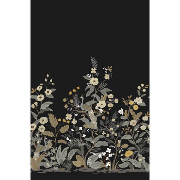 Peacock Black Wall Mural
