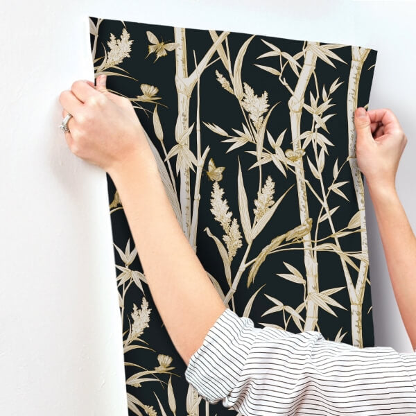 Bambou Toile Black Wallpaper