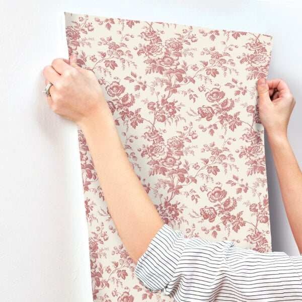 Anemone Toile French Red Wallpaper