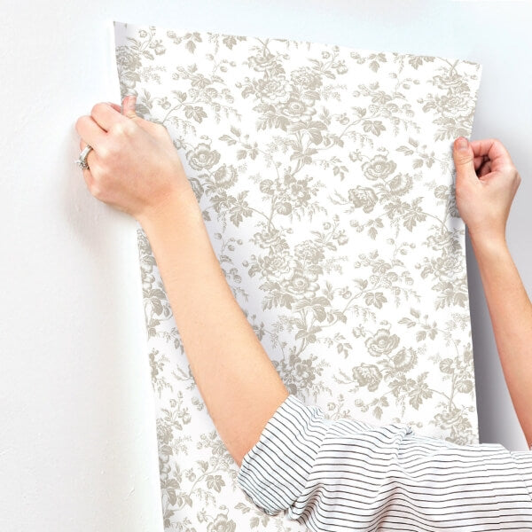 Anemone Toile Taupe Wallpaper