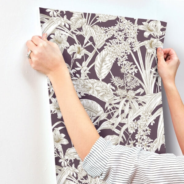 Orchid Conservatory Toile Mulberry Wallpaper