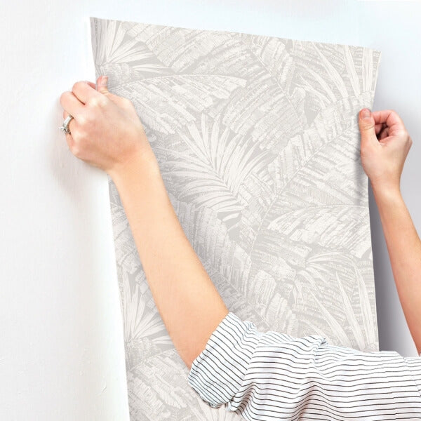 Palm Cove Toile White & Grey Wallpaper