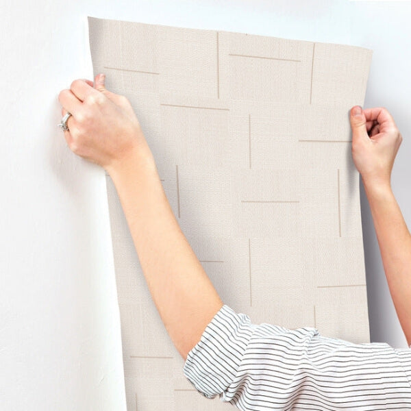 Geo Block Weave Linen Wallpaper