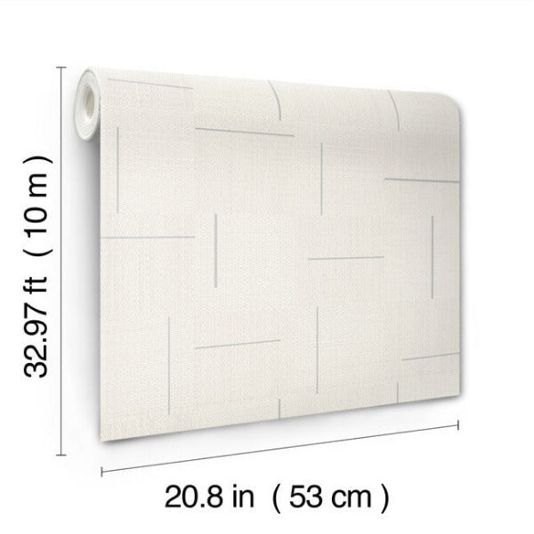 Geo Block Weave Ivory Wallpaper