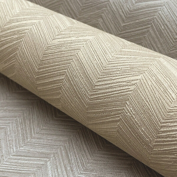 Raised Chevron Beige Wallpaper