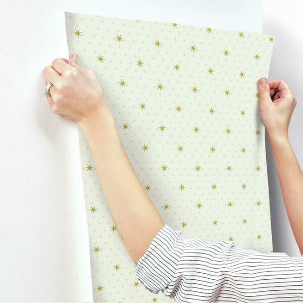 Stella Star Off White Metallic Wallpaper