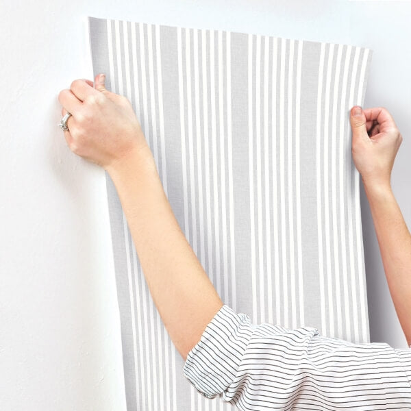 French Arctic Grey Linen Stripe Wallpaper