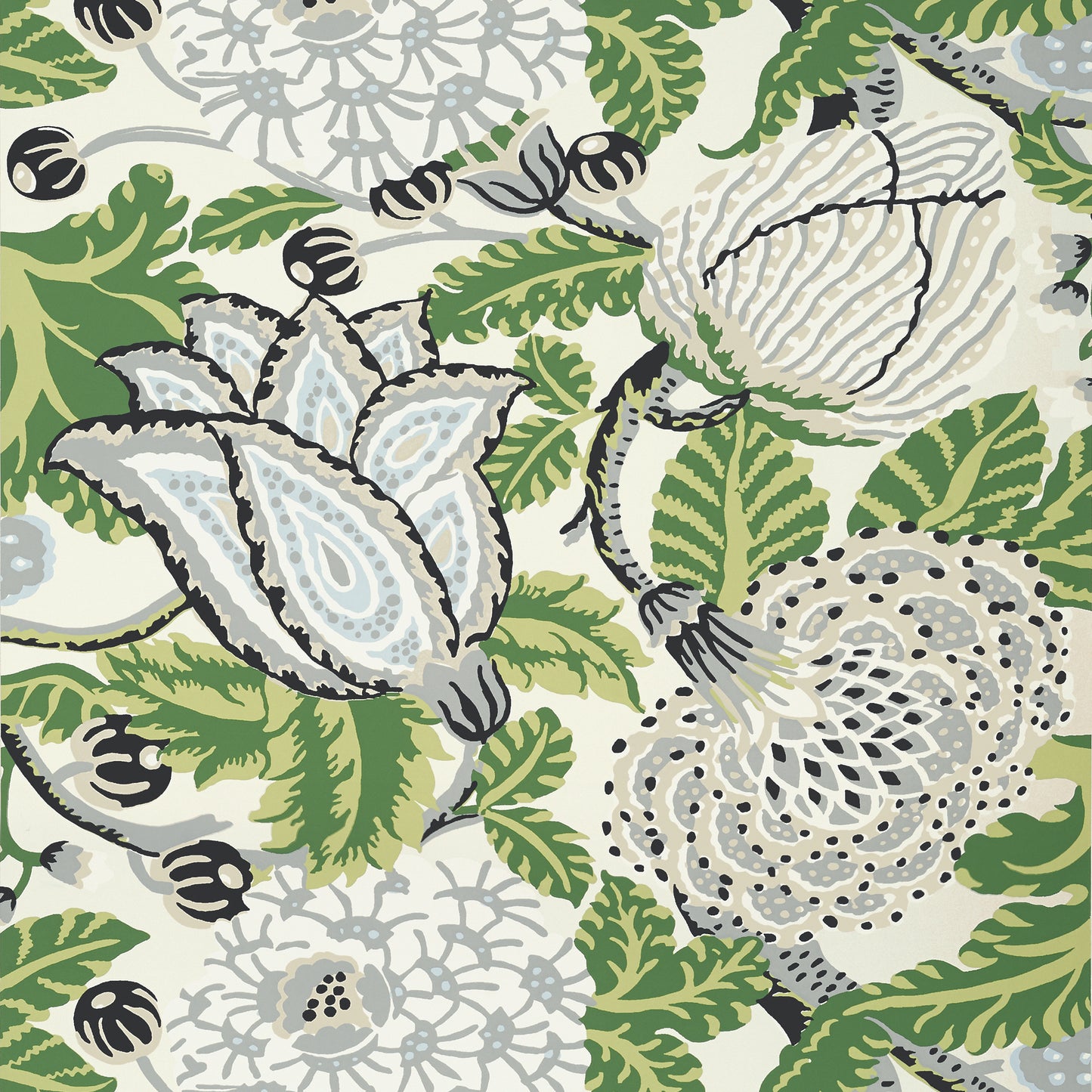 MITFORD- Green and White Wallpaper.