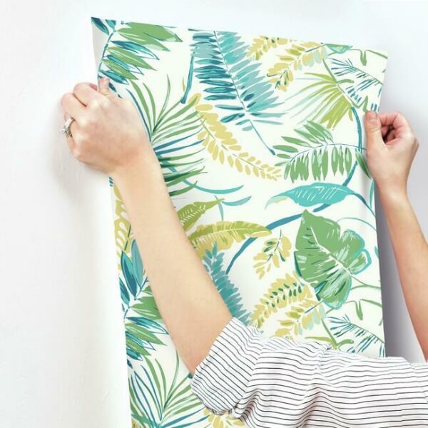Tropical Toss Aqua & Yellow Wallpaper