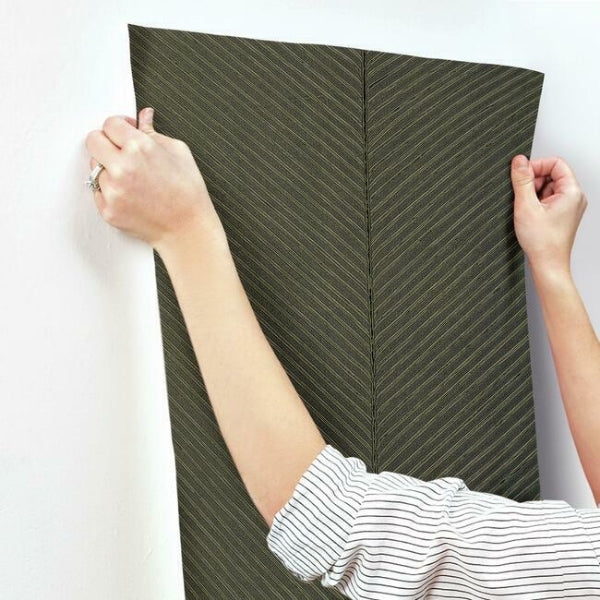 Palm Chevron Black & Gold Wallpaper