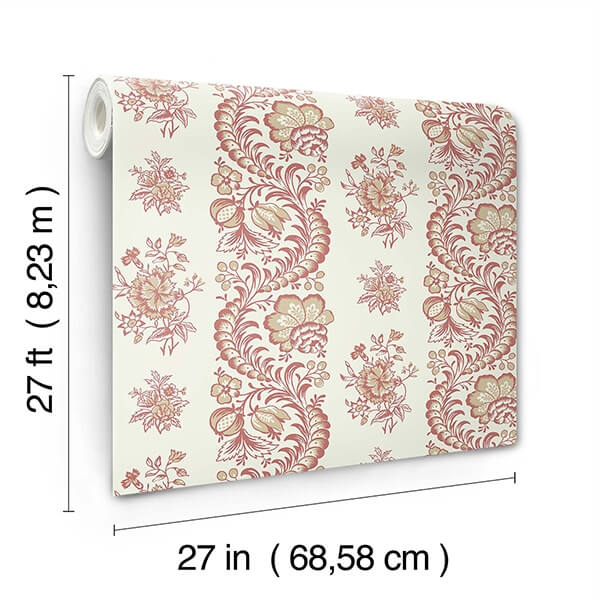 Beaumont Ruby Floral Stripe Wallpaper