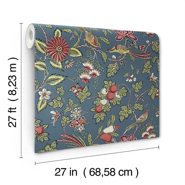 Parterre Indigo Jacobean Wallpaper