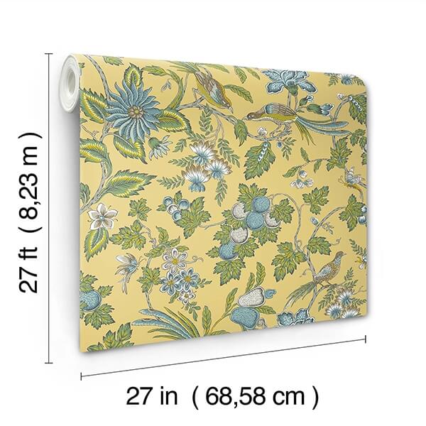 Parterre Light Yellow Jacobean Wallpaper