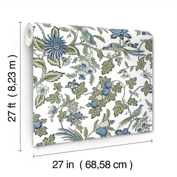 Parterre Blue Jacobean Wallpaper