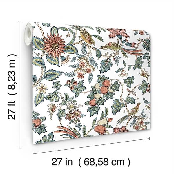 Parterre Coral Jacobean Wallpaper