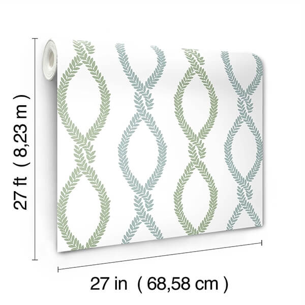 Laureate Light Green Vine Trellis Wallpaper