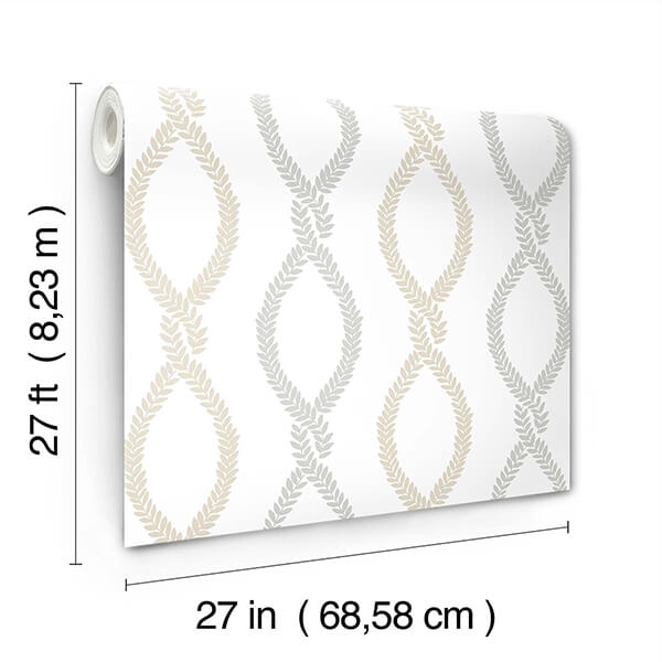 Laureate Neutral Vine Trellis Wallpaper