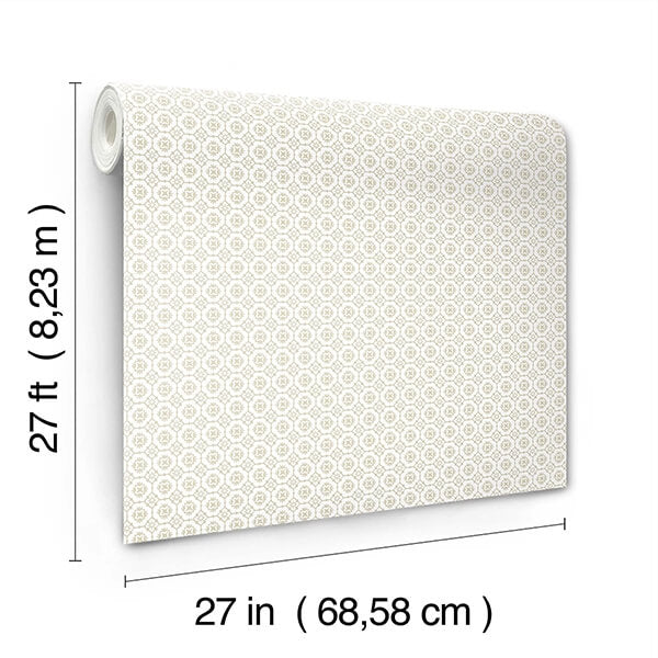 Priti Beige Floral Grid Wallpaper