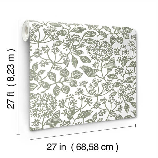 Rowen Olive Botanical Wallpaper