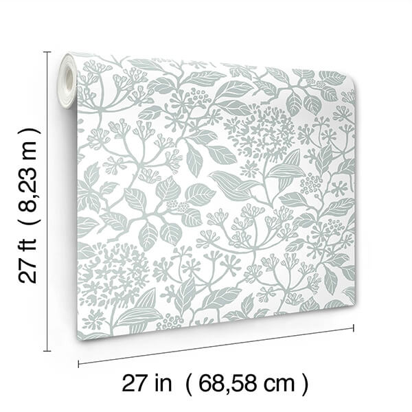 Rowen Light Blue Botanical Wallpaper