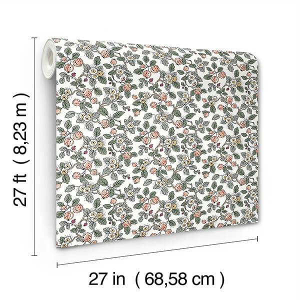 Framboise Blush Berry Vines Wallpaper