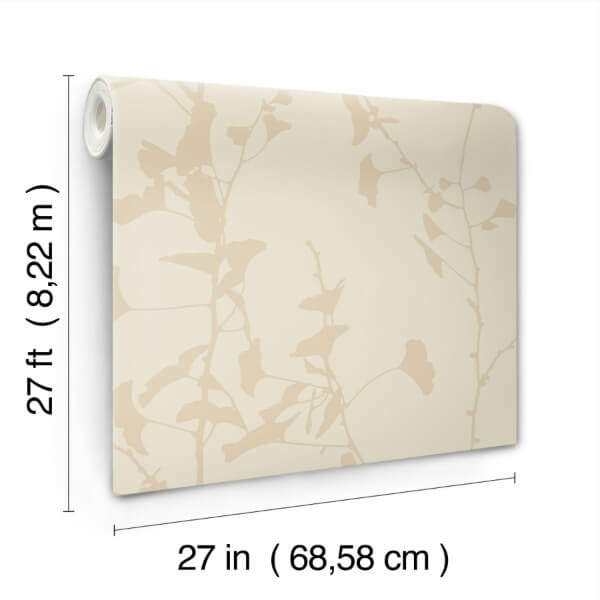 Ginkgo Silhouette Neutral Cork Wallpaper