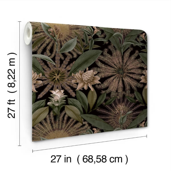 Enchanted Garden Chocolate Tropical Wallpaper
