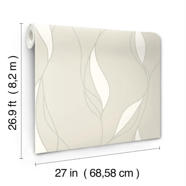 Society Hill Dove Abstract Leaf Wallpaper
