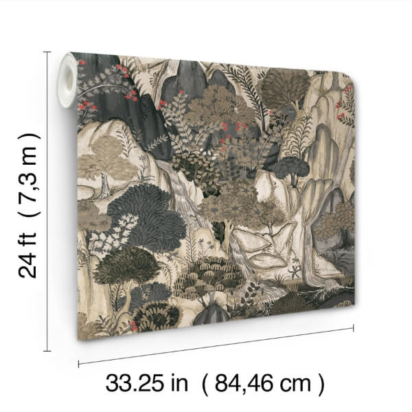 Falling Waters Neutral Scenic Wallpaper