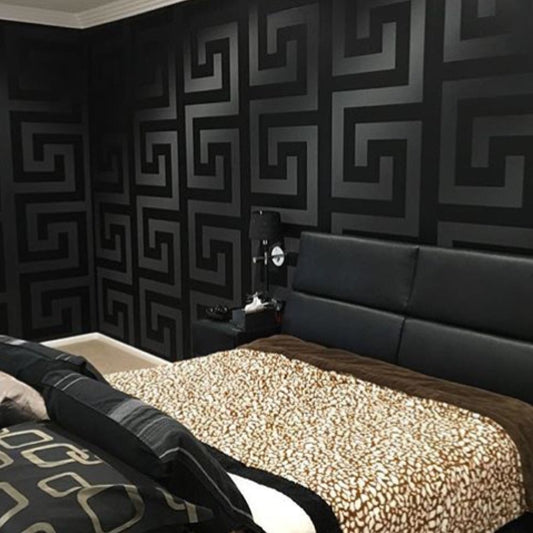 Versace Black Greek Key Wallpaper