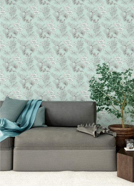 Shelly Mint Toucan Toile Wallpaper