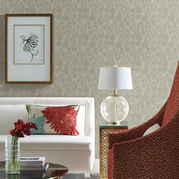 Feathers Brown & Turquoise Wallpaper