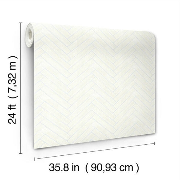 Herringbone Wood Veneer Apple Blossom Wallpaper