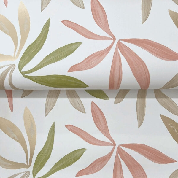 Little Garden Leaf & Coral Wallpaper