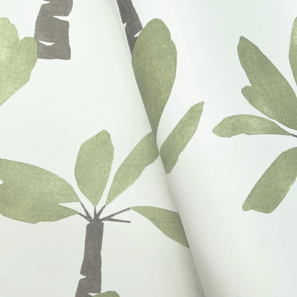 Painted Oasis Leaf Green Wallpaper