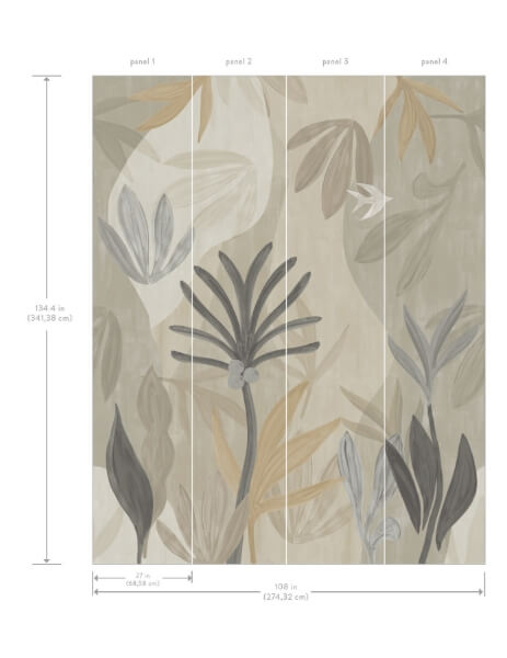 Chambord Gardens Graphite & Carbon Wall Mural