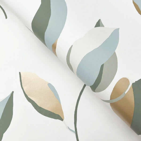 Brushwork Branches Mineral & Olive Wallpaper