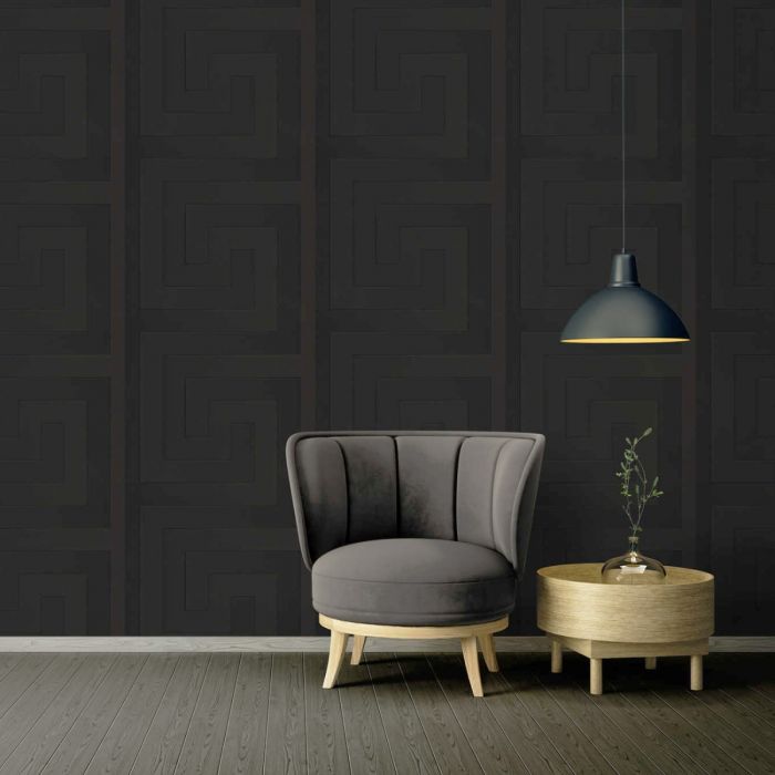 Versace Black Greek Key Wallpaper