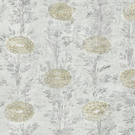 White/Gold French Marigold Wallpaper