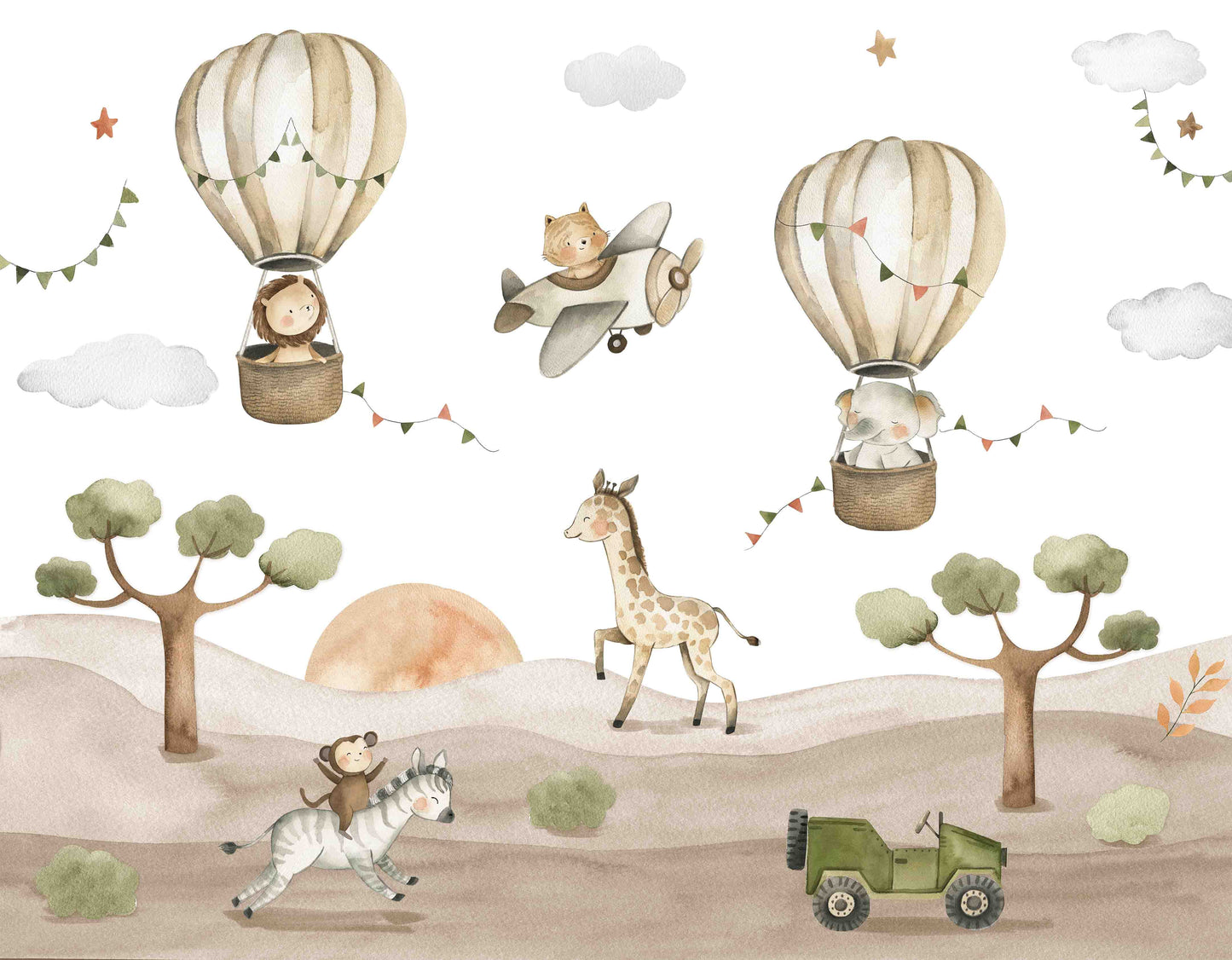 Cute Safari Animal Mural